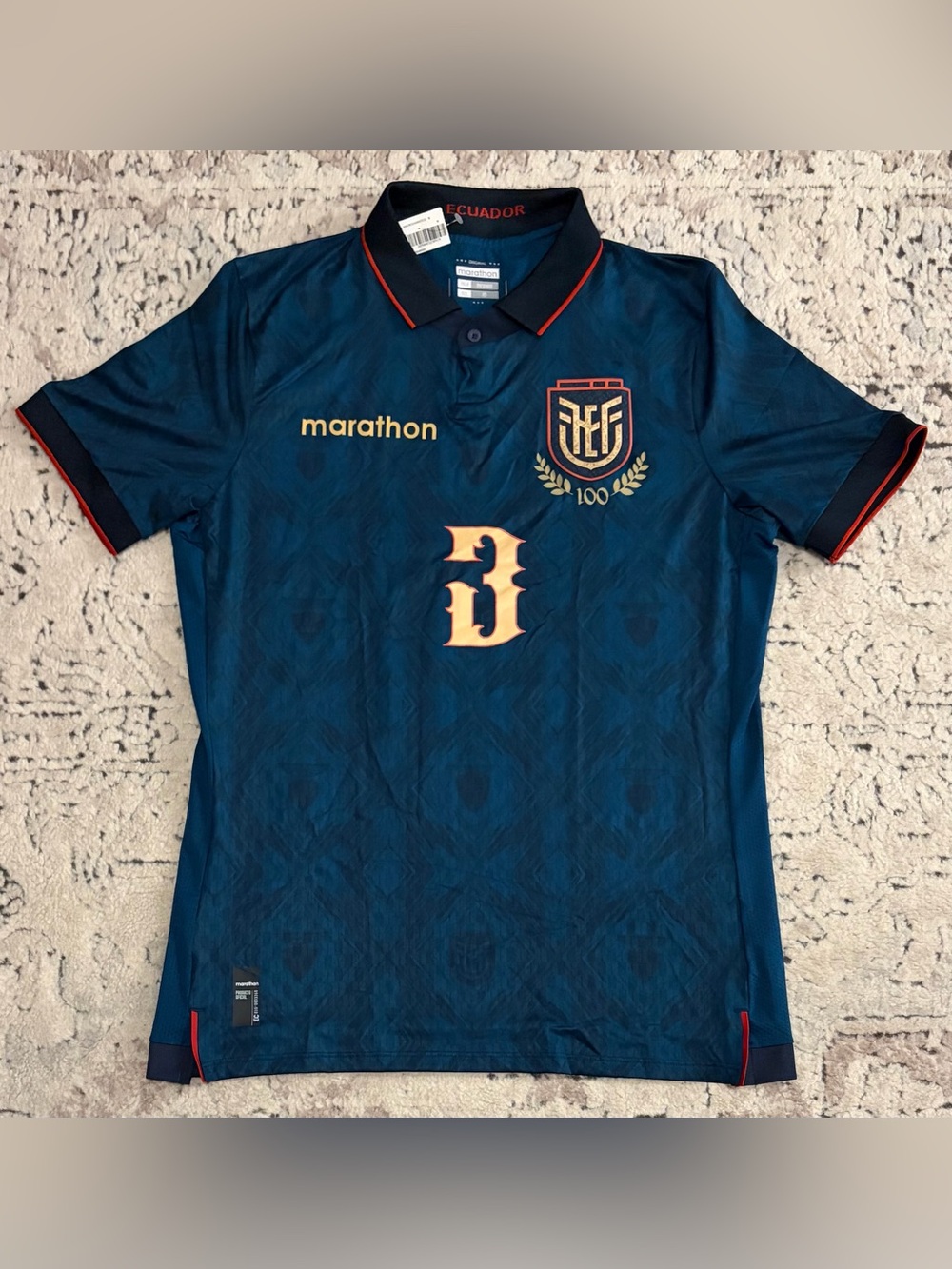 Marathon Authentic Ecuador 100 Years Edition Piero Hincapie #3 Jersey Men’s Sz M